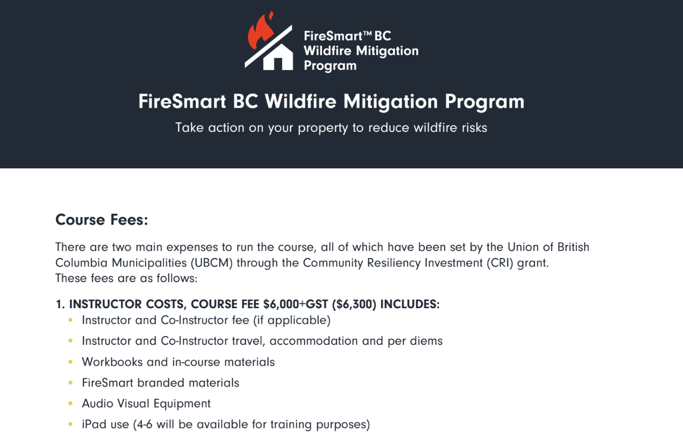 FireSmart Home Partners Course Fees