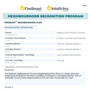 Filled form for Neighbourhood Recognition Program
