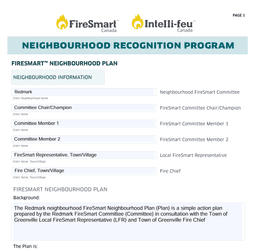 Filled form for Neighbourhood Recognition Program