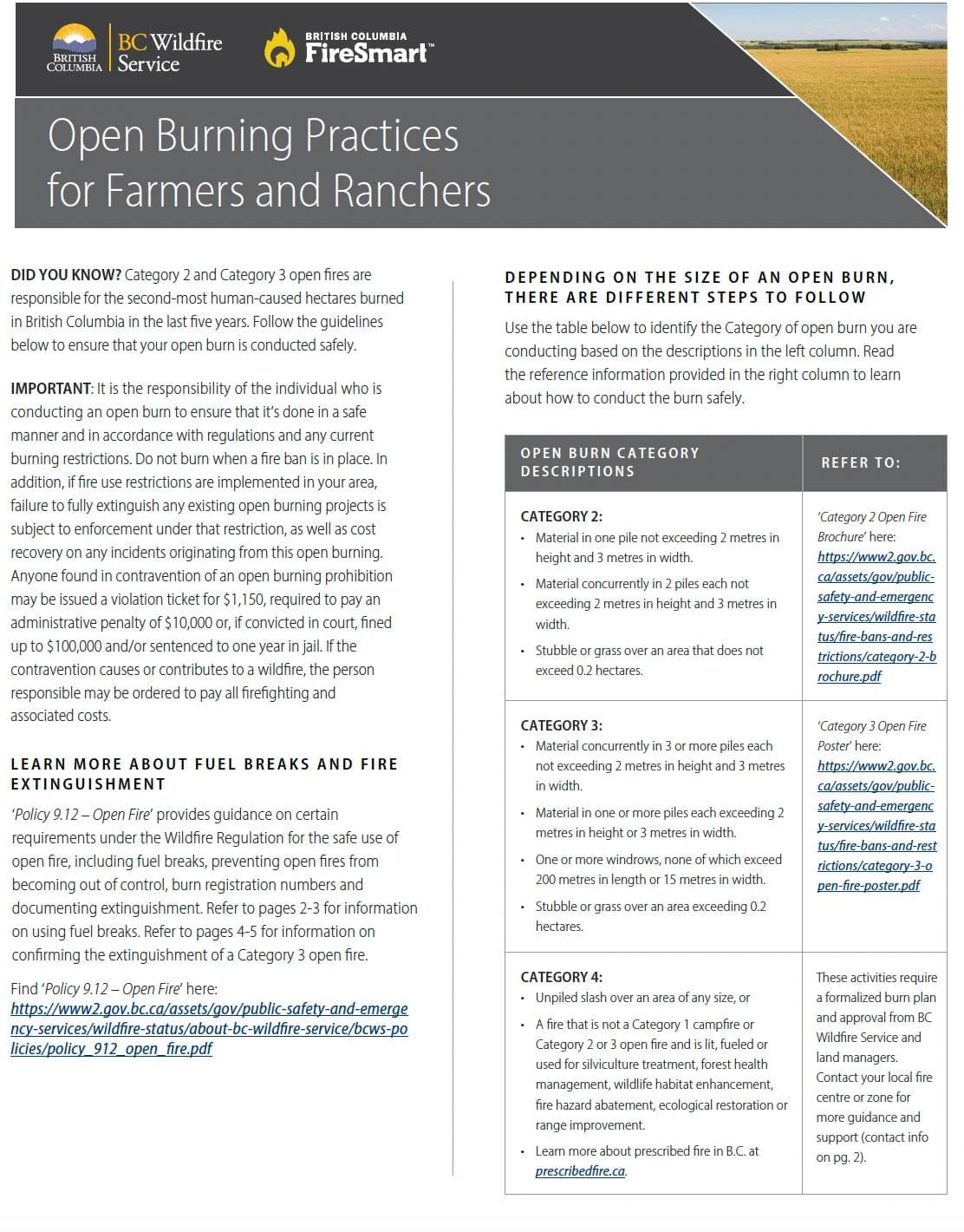 Open Burning Practices for Farmers and Ranchers