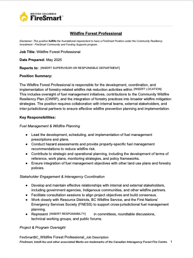 Job Description - Wildfire Forest Professional