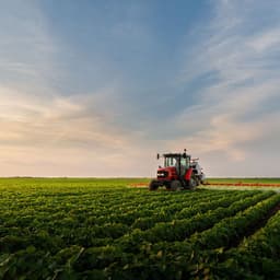 Tractor driving in a farmer's field