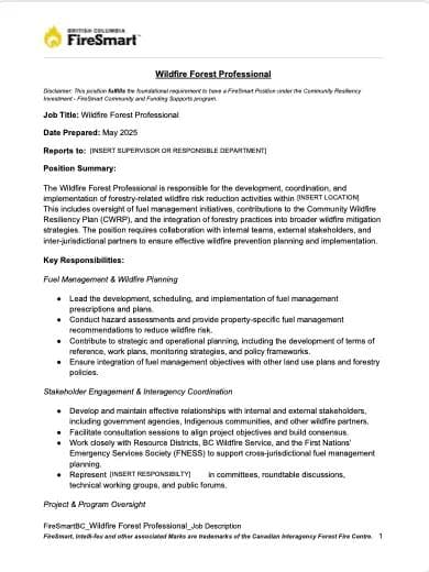 Job Description - Wildfire Forest Professional