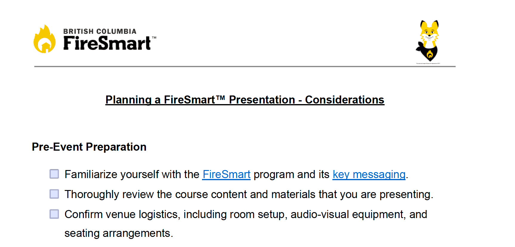 FireSmart Planning a FireSmart Presentation