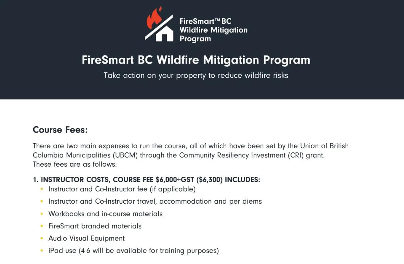 FireSmart Home Partners Course Fees