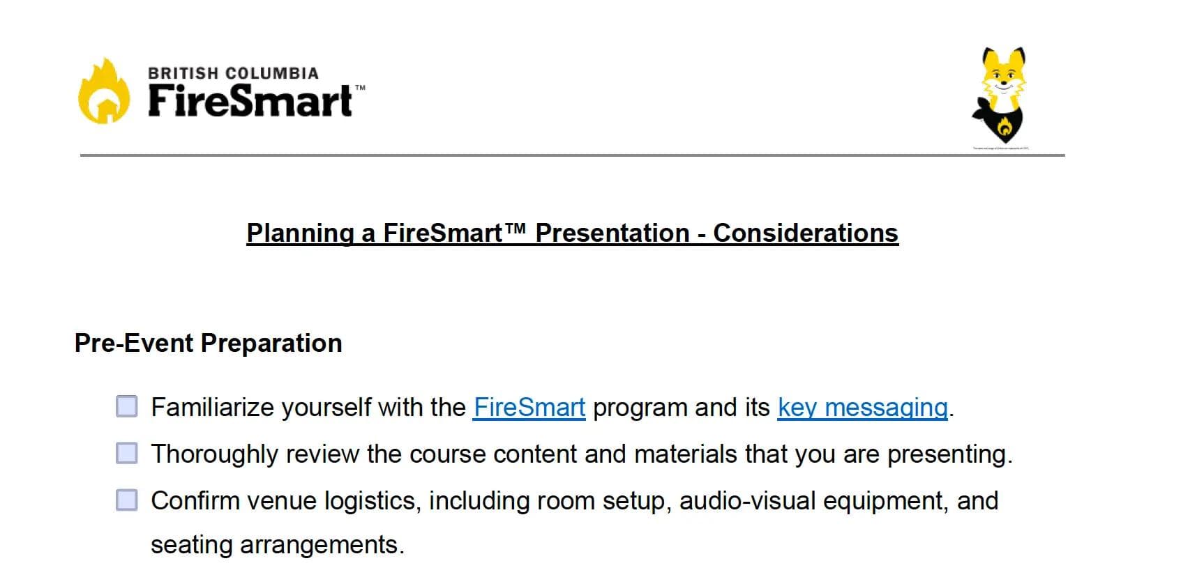 FireSmart Planning a FireSmart Presentation